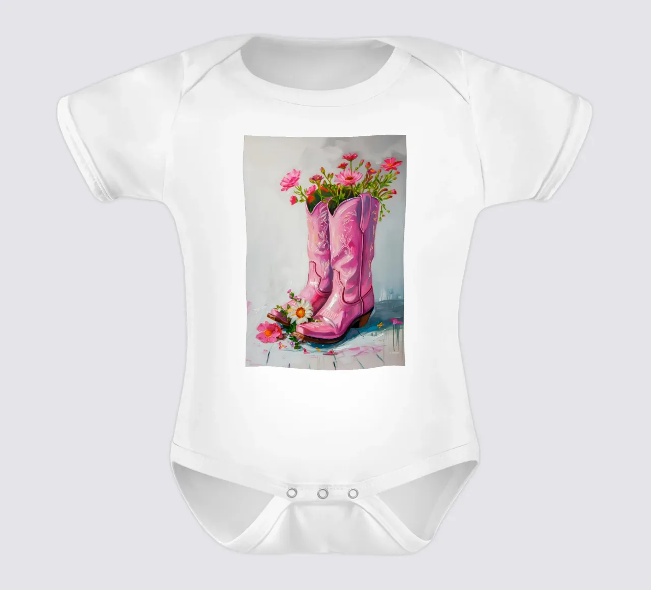 Botas vaqueras rosas de Gabad: Floral Pop Art Chic & Boho Vibes body de bebé de ClubArt
