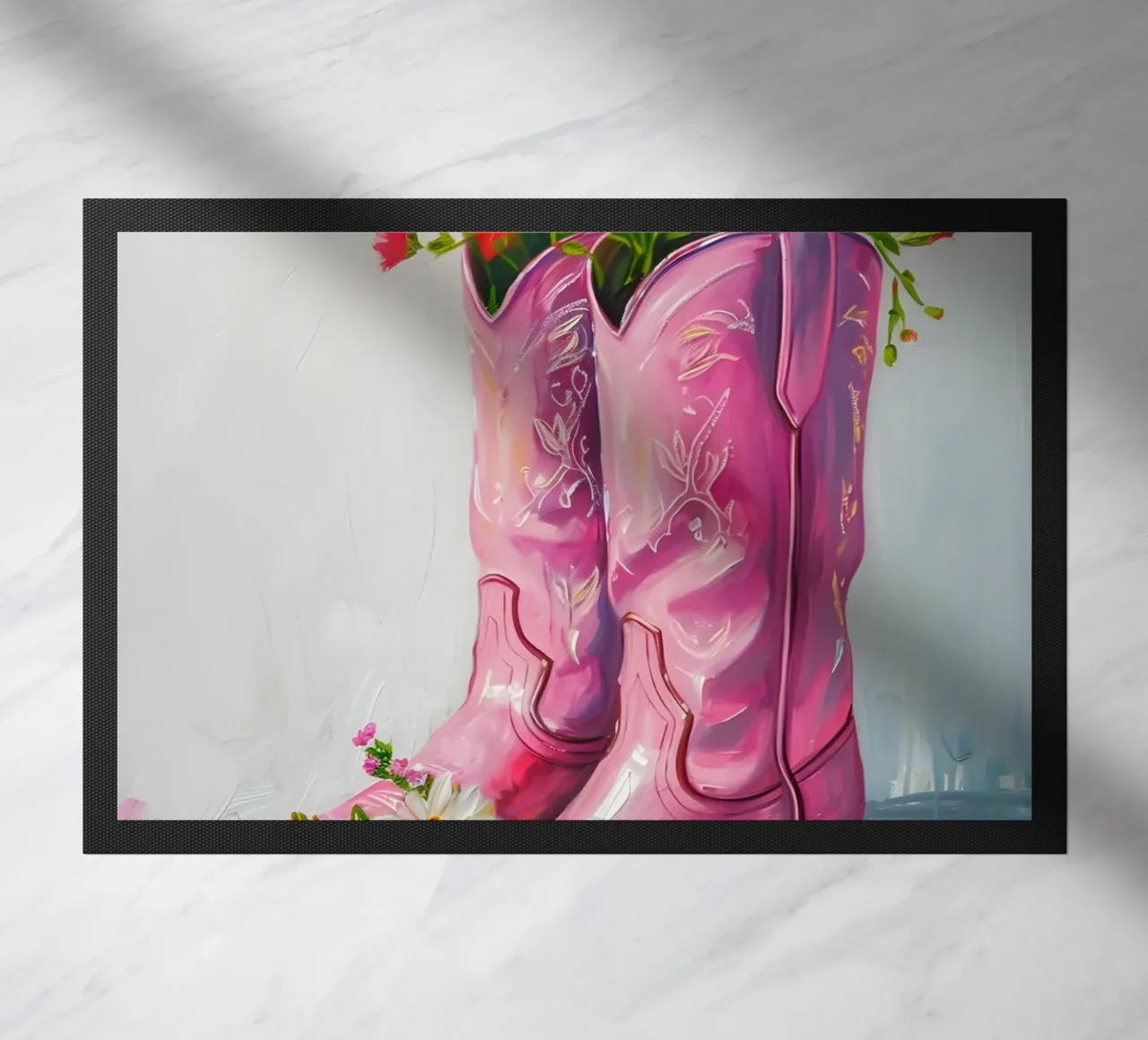 Botas vaqueras rosas de Gabad: Floral Pop Art Chic & Boho Vibes felpudo de ClubArt