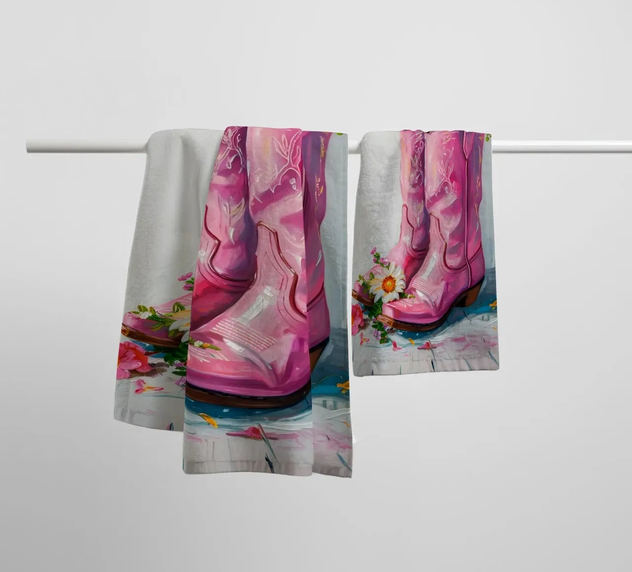 Botas vaqueras rosas de Gabad: Floral Pop Art Chic & Boho Vibes toalla de baño de ClubArt