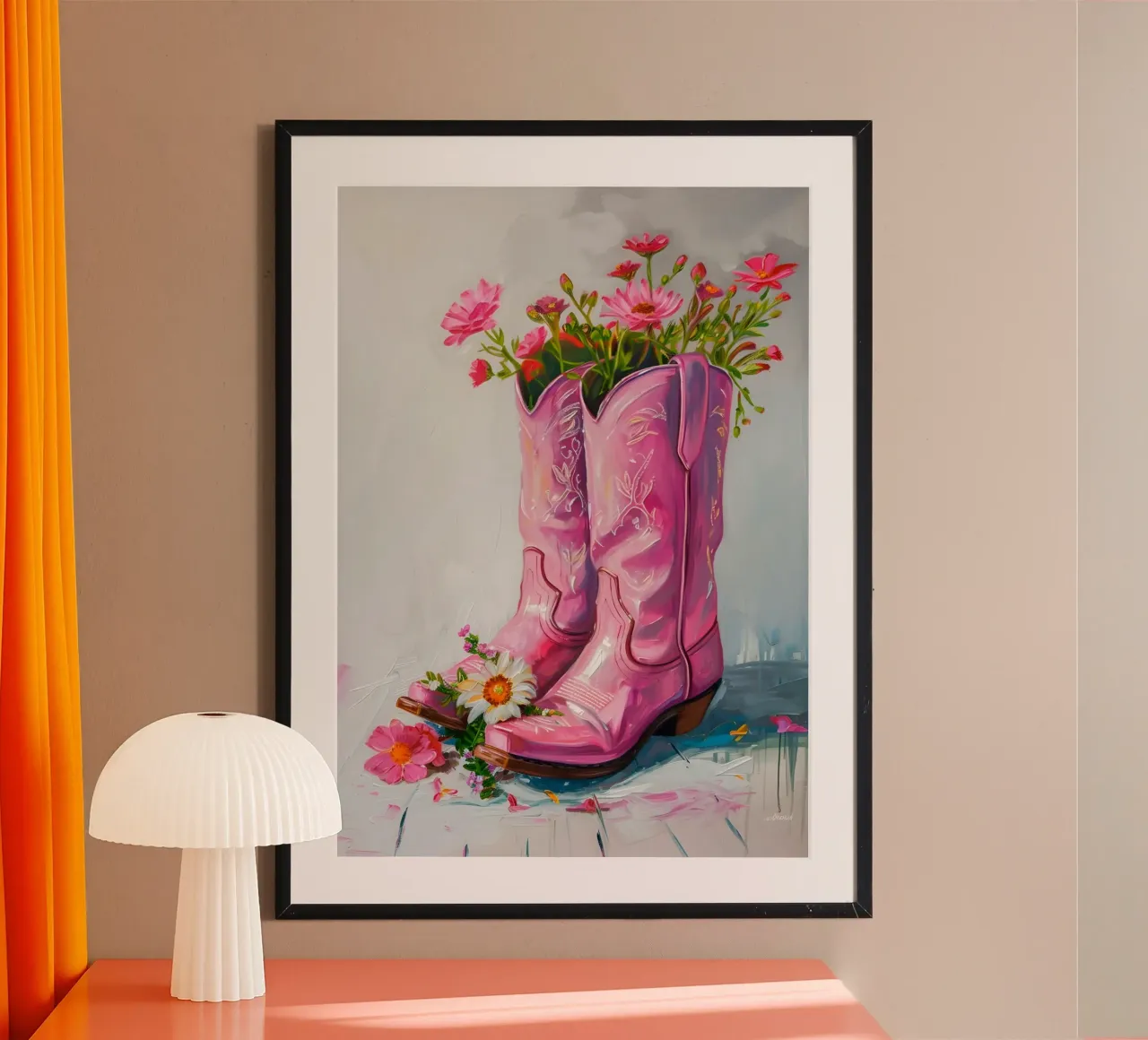Gabad's Pink Cowboy Boots: Floral Pop Art Chic & Boho Vibes hahnemühle by ClubArt
