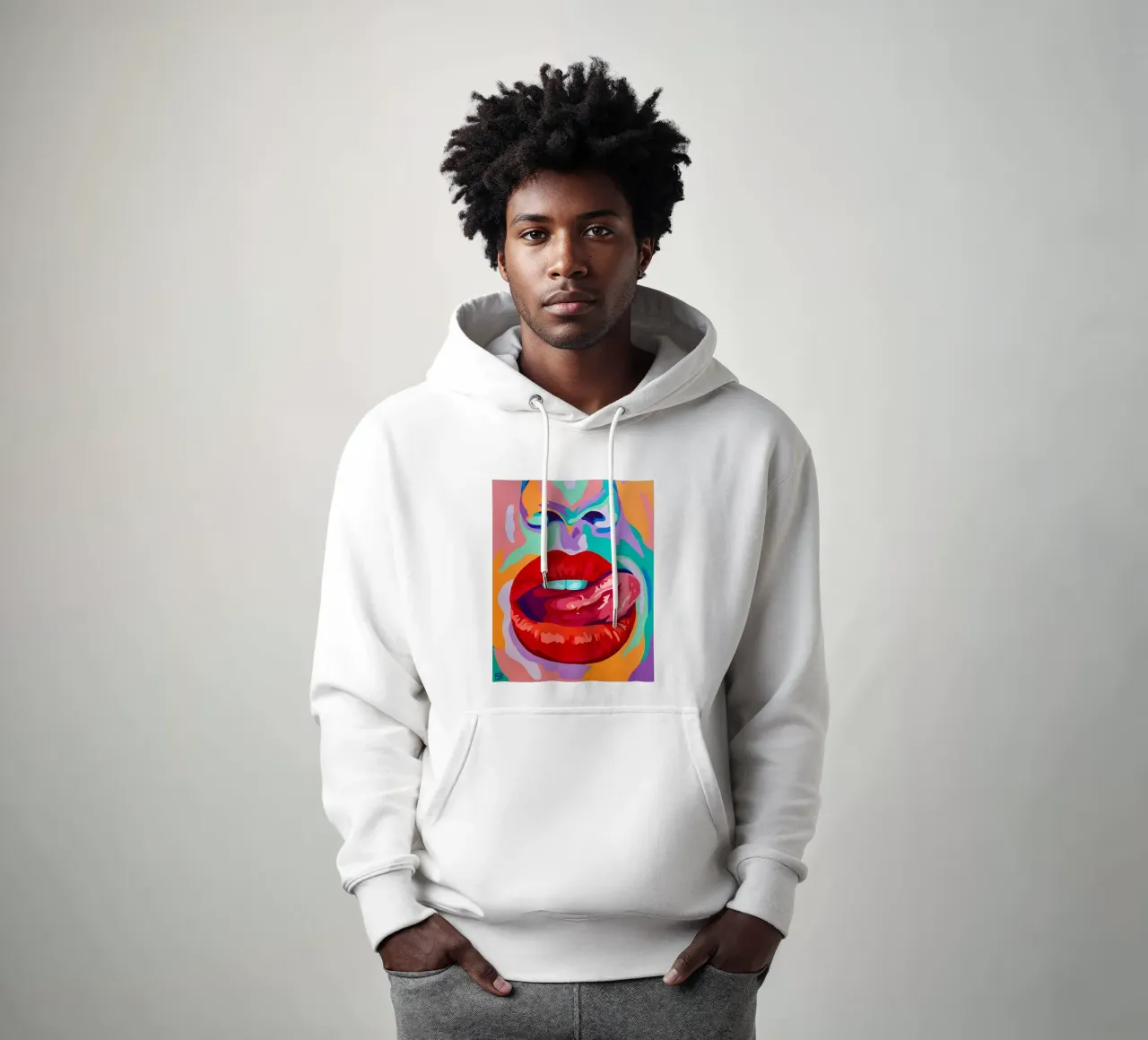 Labbra pop vibranti, arte pop, espressione audace felpa con cappuccio da ClubArt