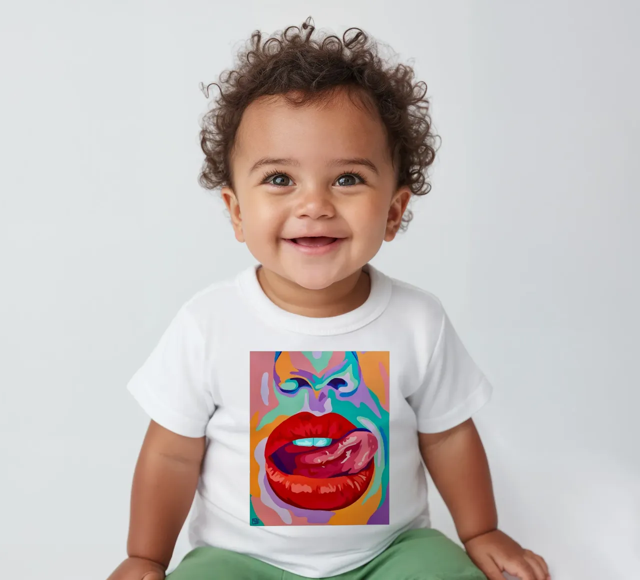 Vibrant Pop Lips, Pop Art, Bold Expression baby t-shirt by ClubArt