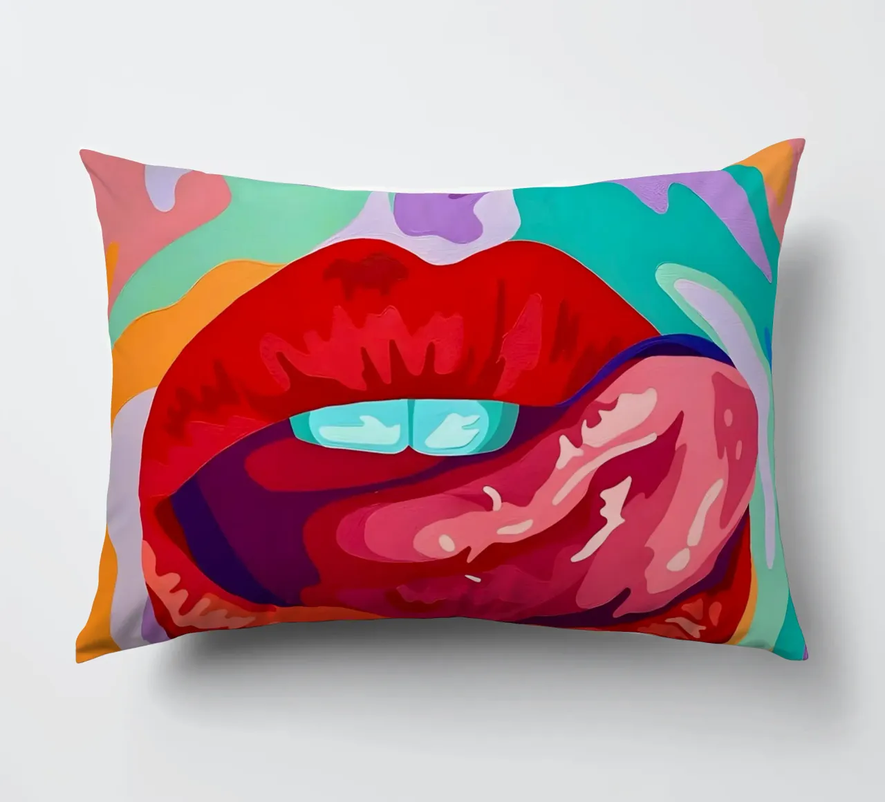 Labbra pop vibranti, arte pop, espressione audace cuscino da ClubArt