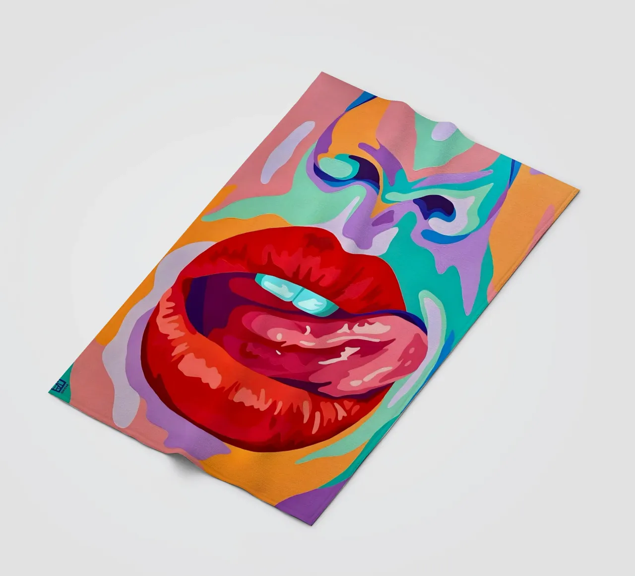 Labbra pop vibranti, arte pop, espressione audace coperta in pile da ClubArt