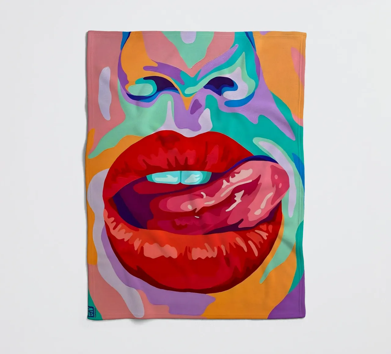Labbra pop vibranti, arte pop, espressione audace coperta in pile da ClubArt