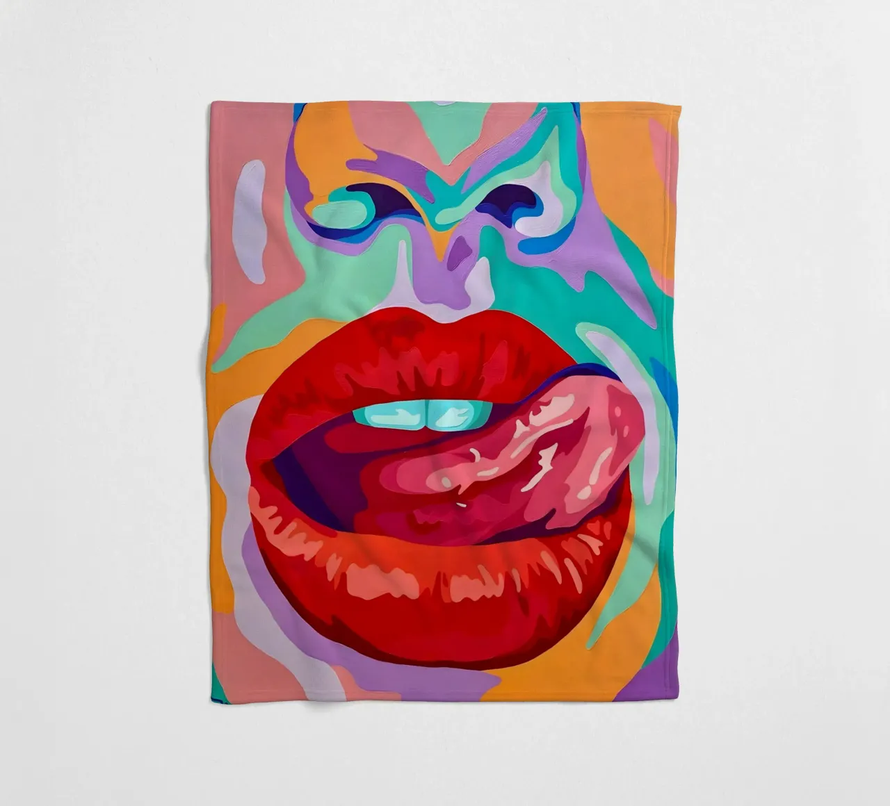 Labbra pop vibranti, arte pop, espressione audace coperta in pile da ClubArt