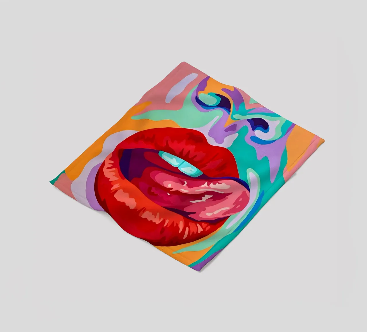 Labbra pop vibranti, arte pop, espressione audace coperta in pile da ClubArt