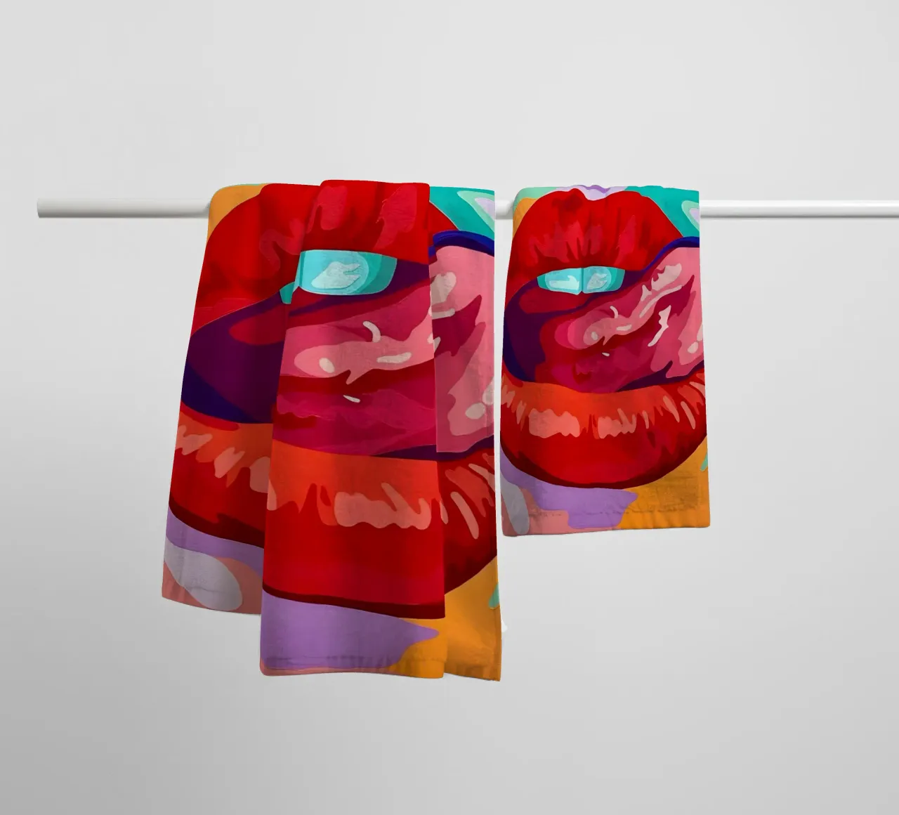 Labbra pop vibranti, arte pop, espressione audace asciugamano da bagno da ClubArt