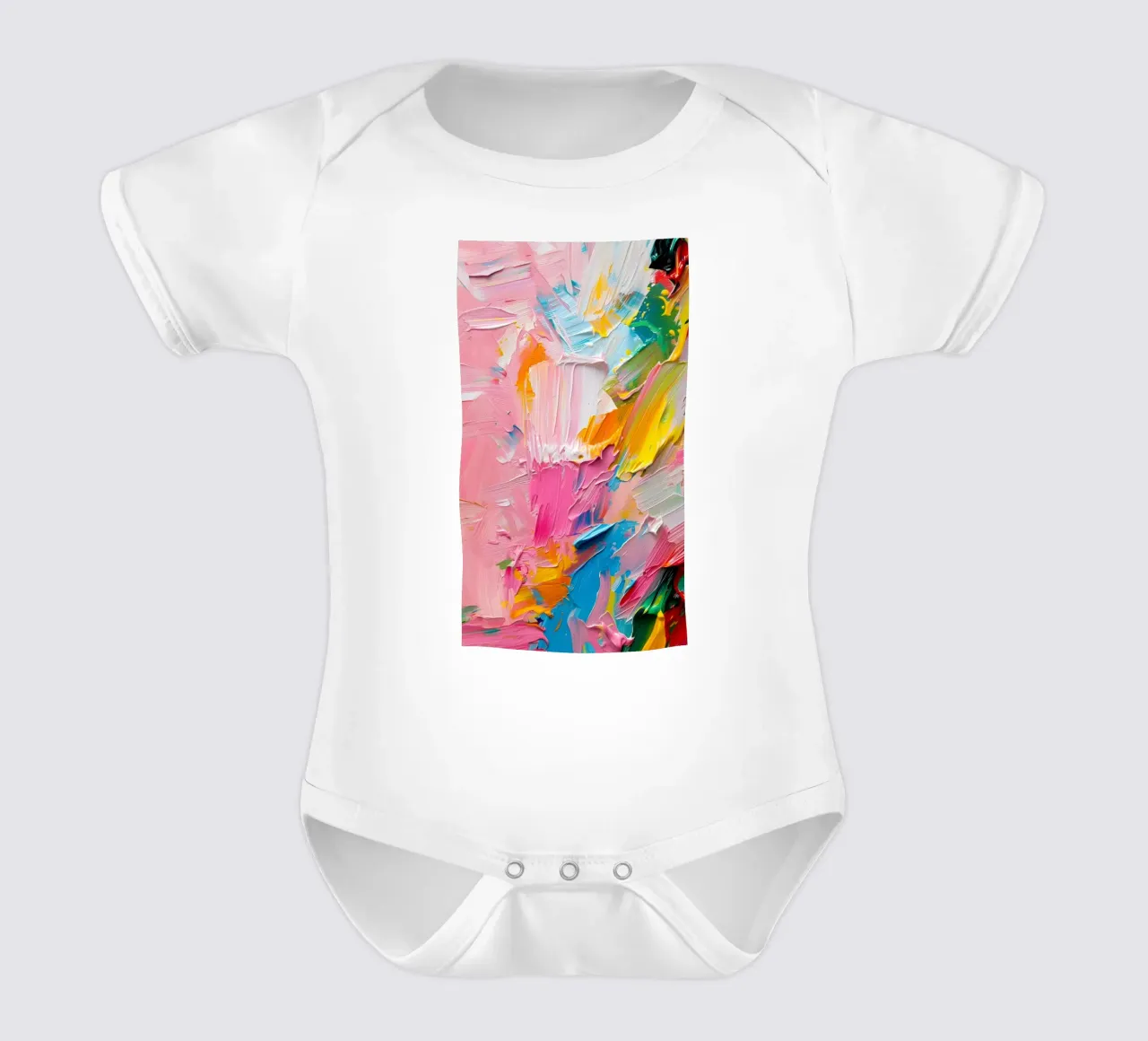 Levendige Abstracte Impasto Kunstdruk - Modern Structuur Roze babyrompertje korte mouwen van ClubArt