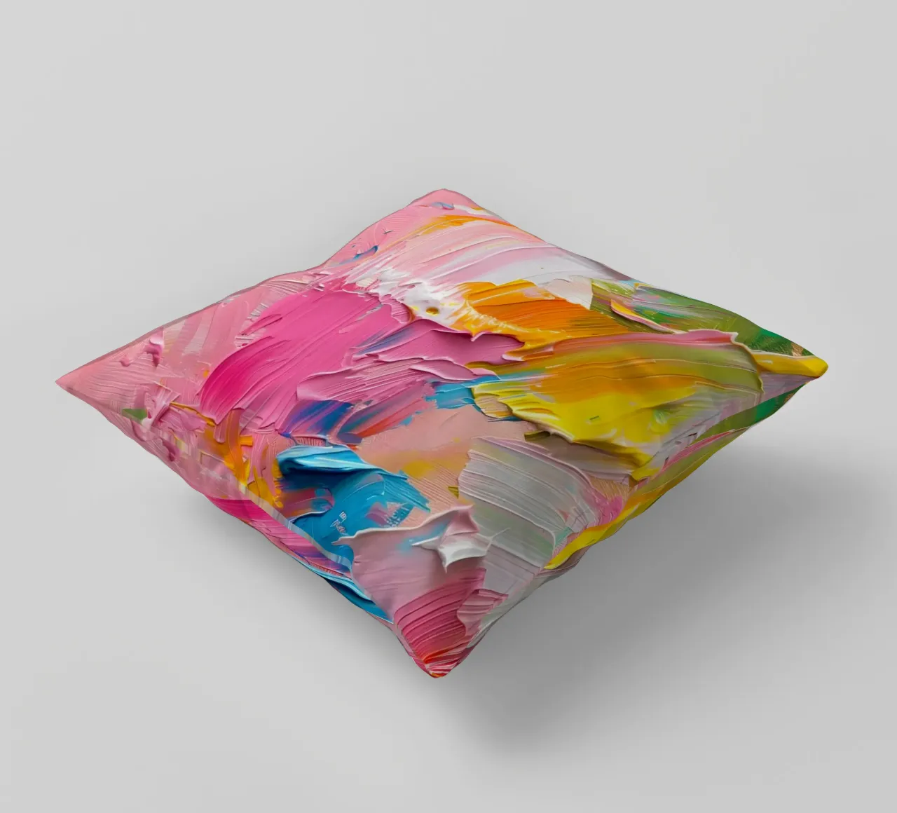 Vibrant Abstract Impasto Art Print - Modern Textured Pink decorative cushion by ClubArt