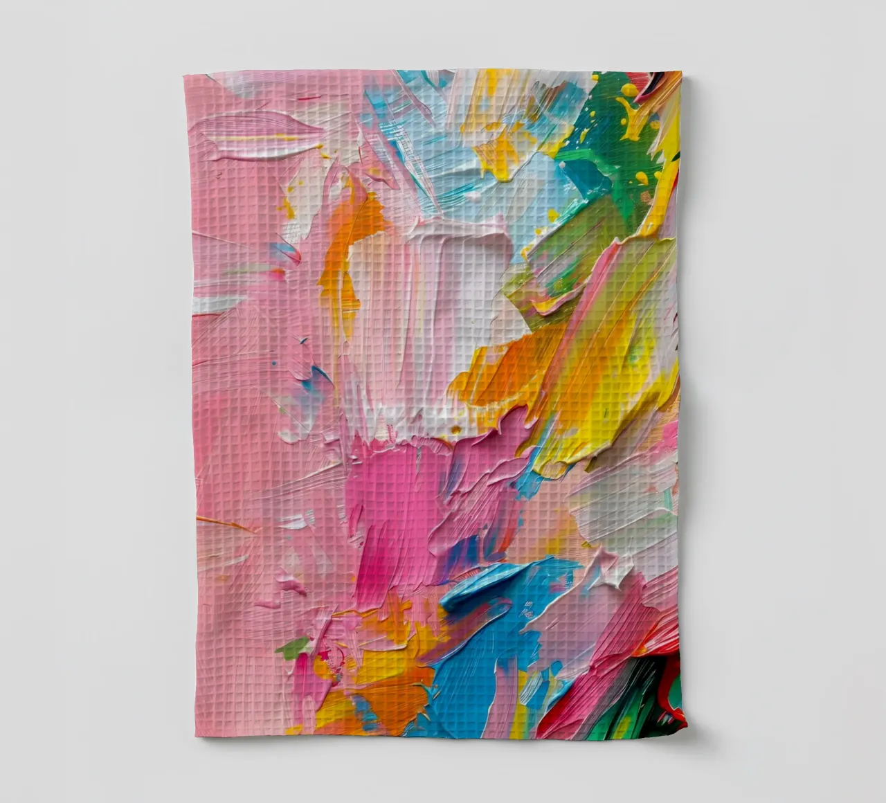 Levendige Abstracte Impasto Kunstdruk - Modern Structuur Roze theedoek van ClubArt