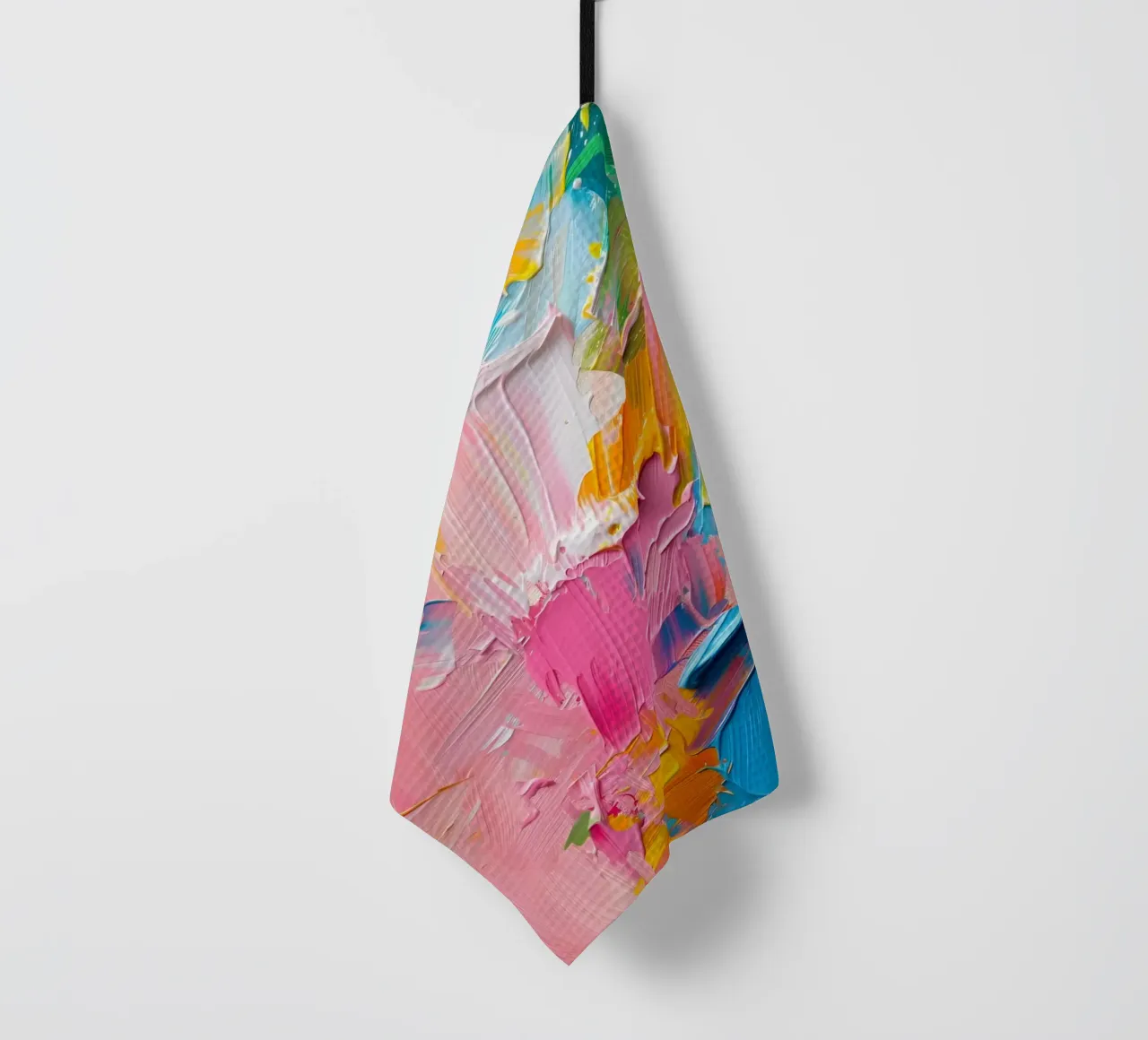Levendige Abstracte Impasto Kunstdruk - Modern Structuur Roze theedoek van ClubArt