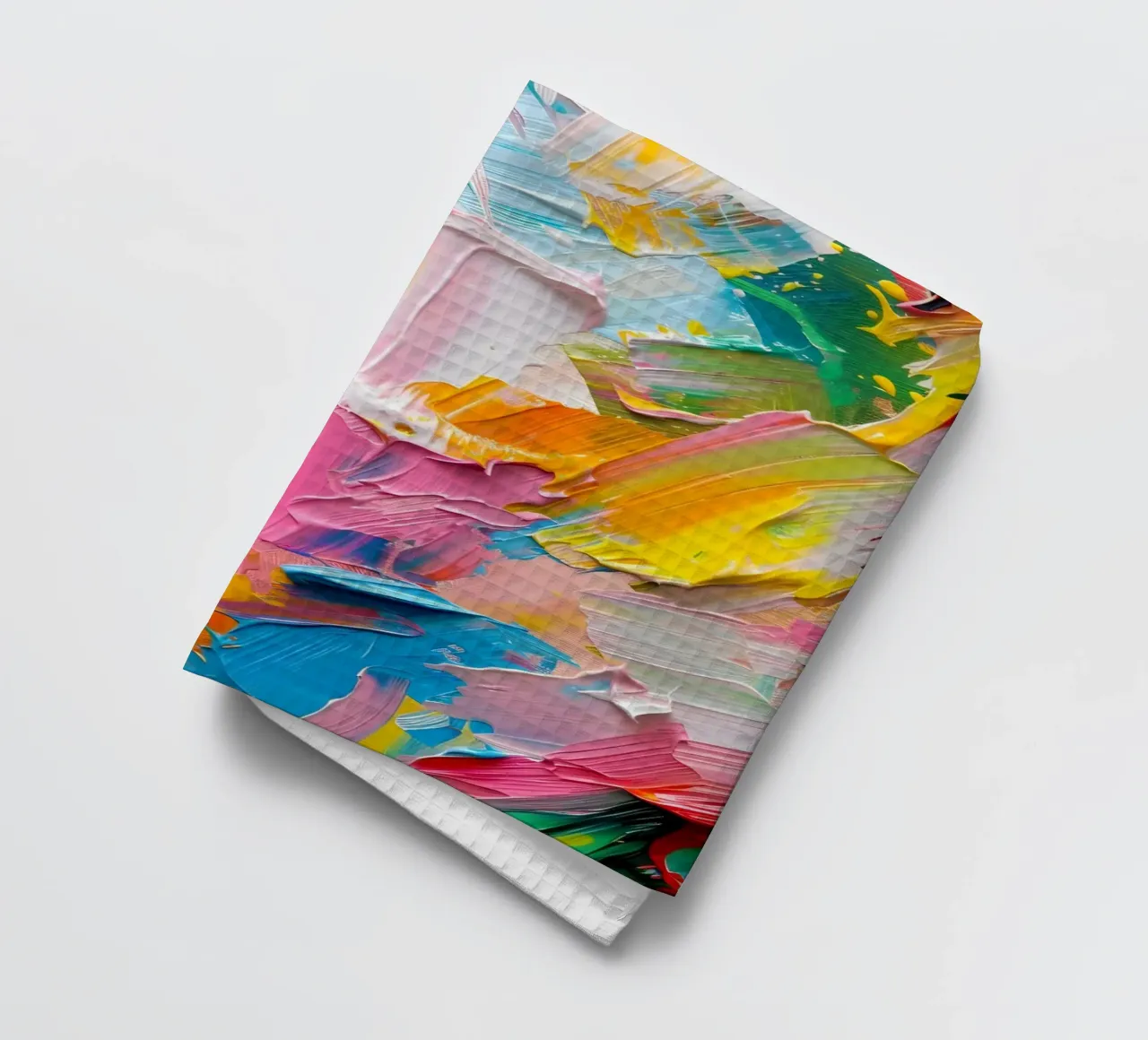 Levendige Abstracte Impasto Kunstdruk - Modern Structuur Roze theedoek van ClubArt