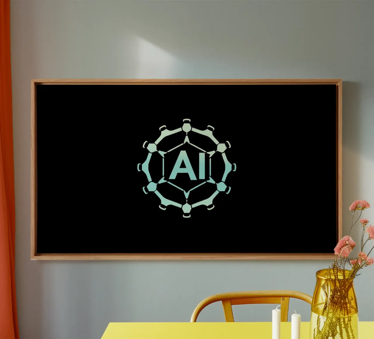 Creative representation of artificial intelligence logo canvas with Floater frame by DesignDoodle