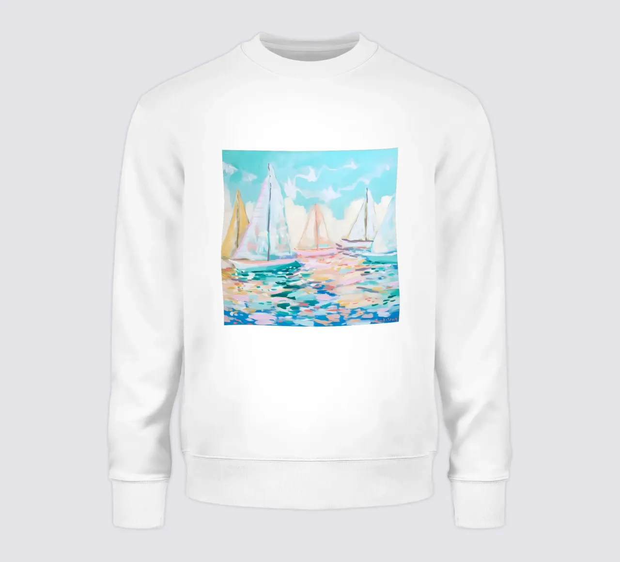 Jessica Mingo Sailboat Regatta Art Print - Impressionist Sea felpa da ClubArt