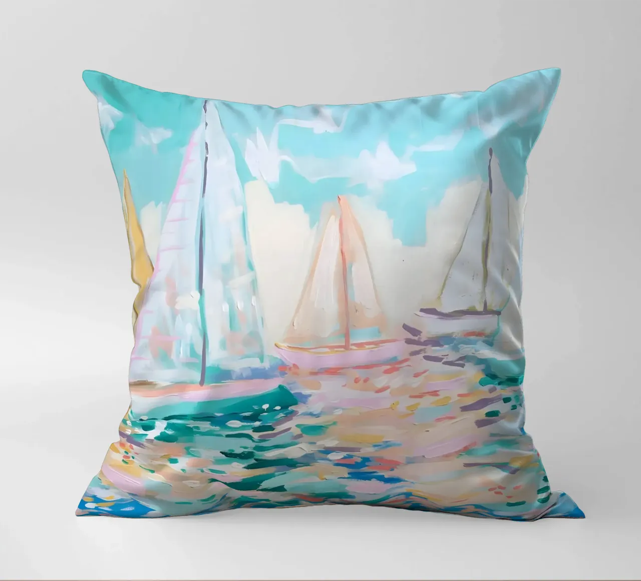 Jessica Mingo Sailboat Regatta Art Print - Impressionist Sea cuscino da ClubArt