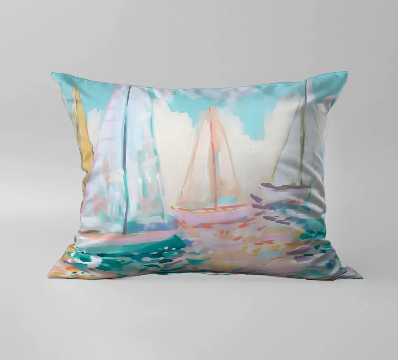 Jessica Mingo Sailboat Regatta Art Print - Impressionist Sea cuscino da ClubArt