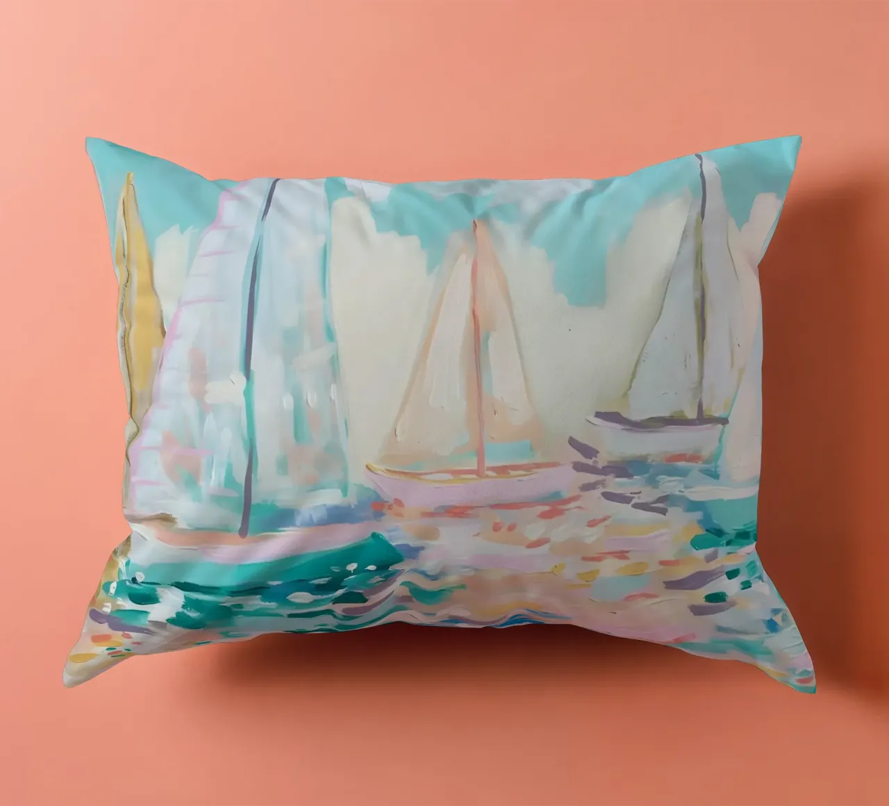 Jessica Mingo Sailboat Regatta Art Print - Impressionist Sea cuscino da ClubArt