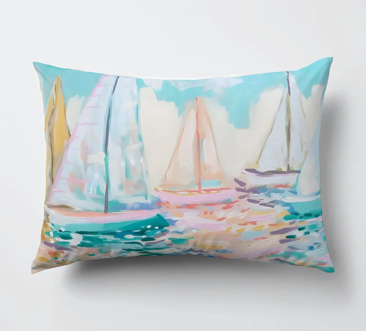 Jessica Mingo Sailboat Regatta Art Print - Impressionist Sea cuscino da ClubArt