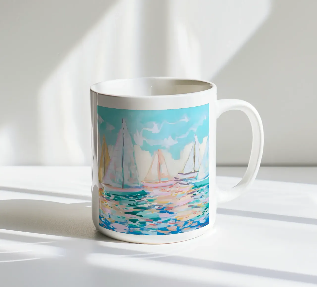 Jessica Mingo Sailboat Regatta Art Print - Impressionist Sea tazza in ceramica da ClubArt