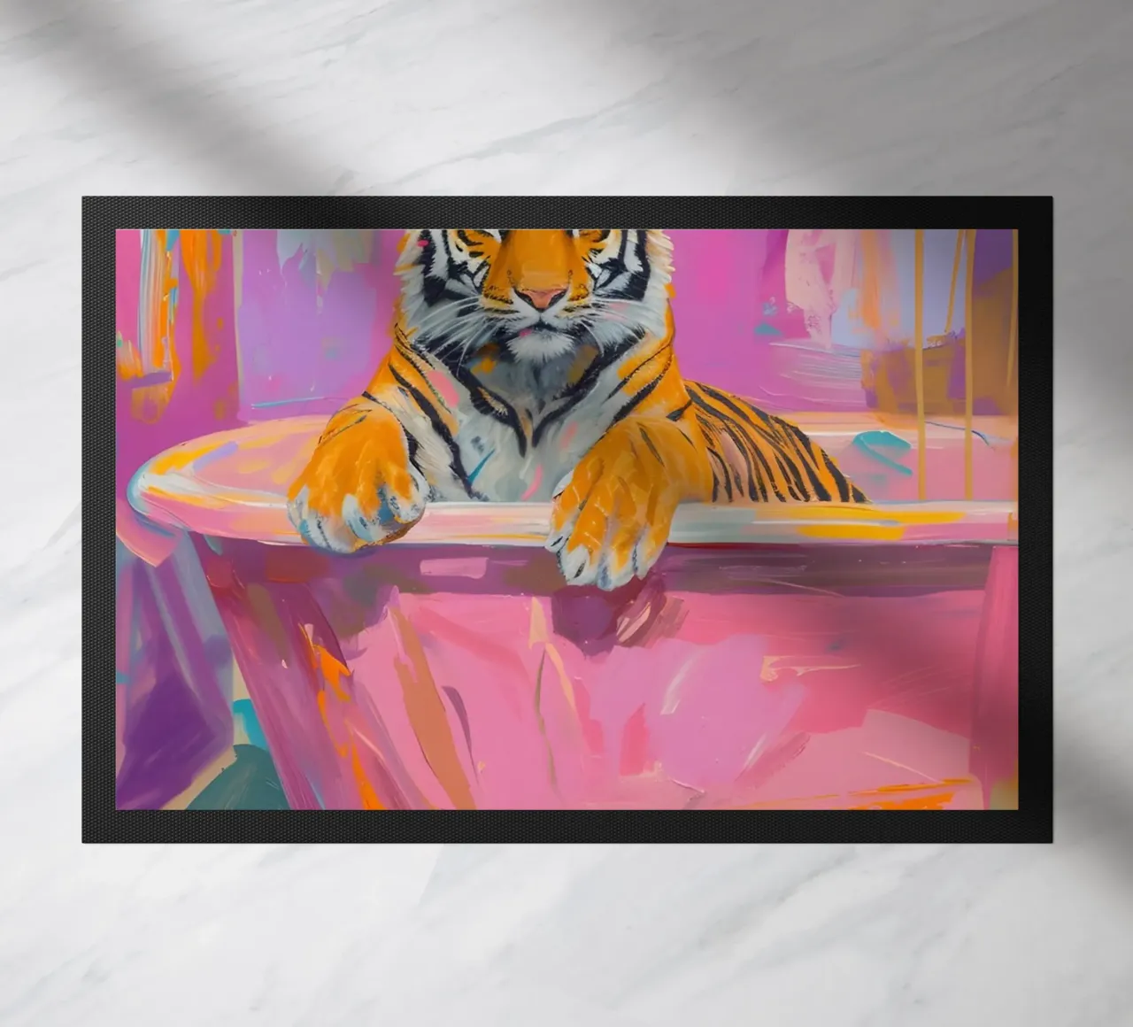 Speelse tijger in bad Pop Art Print - Vet dier deurmat van ClubArt