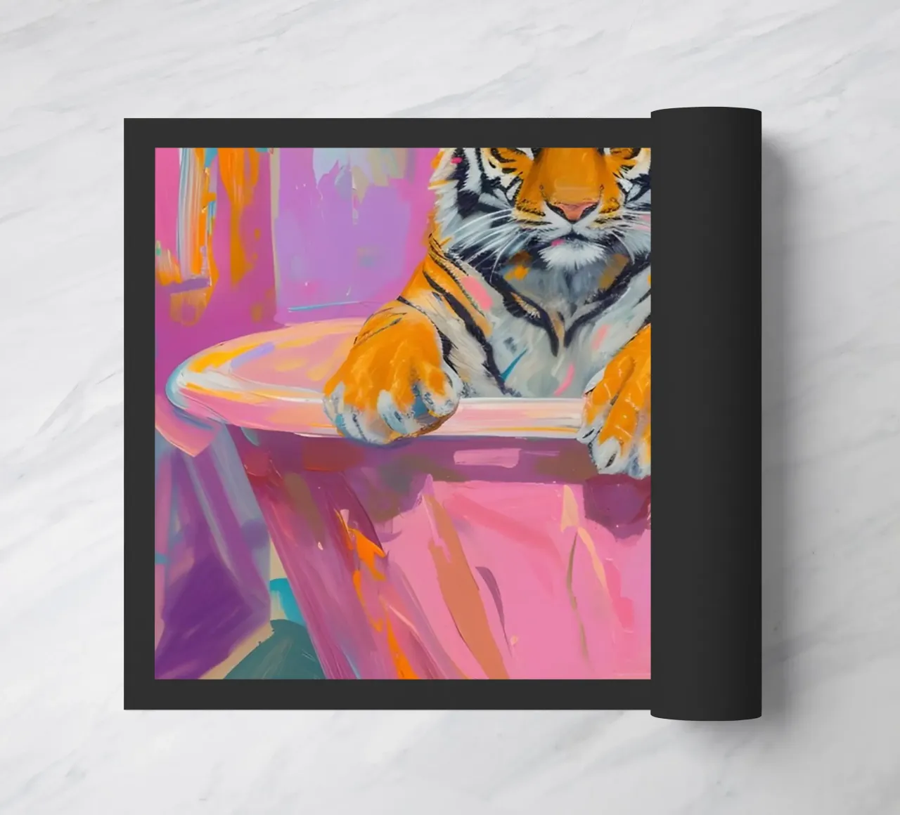 Speelse tijger in bad Pop Art Print - Vet dier deurmat van ClubArt