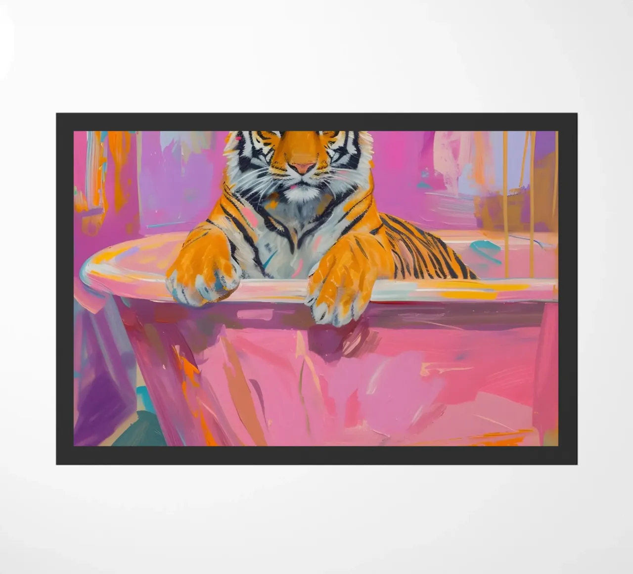 Speelse tijger in bad Pop Art Print - Vet dier deurmat van ClubArt