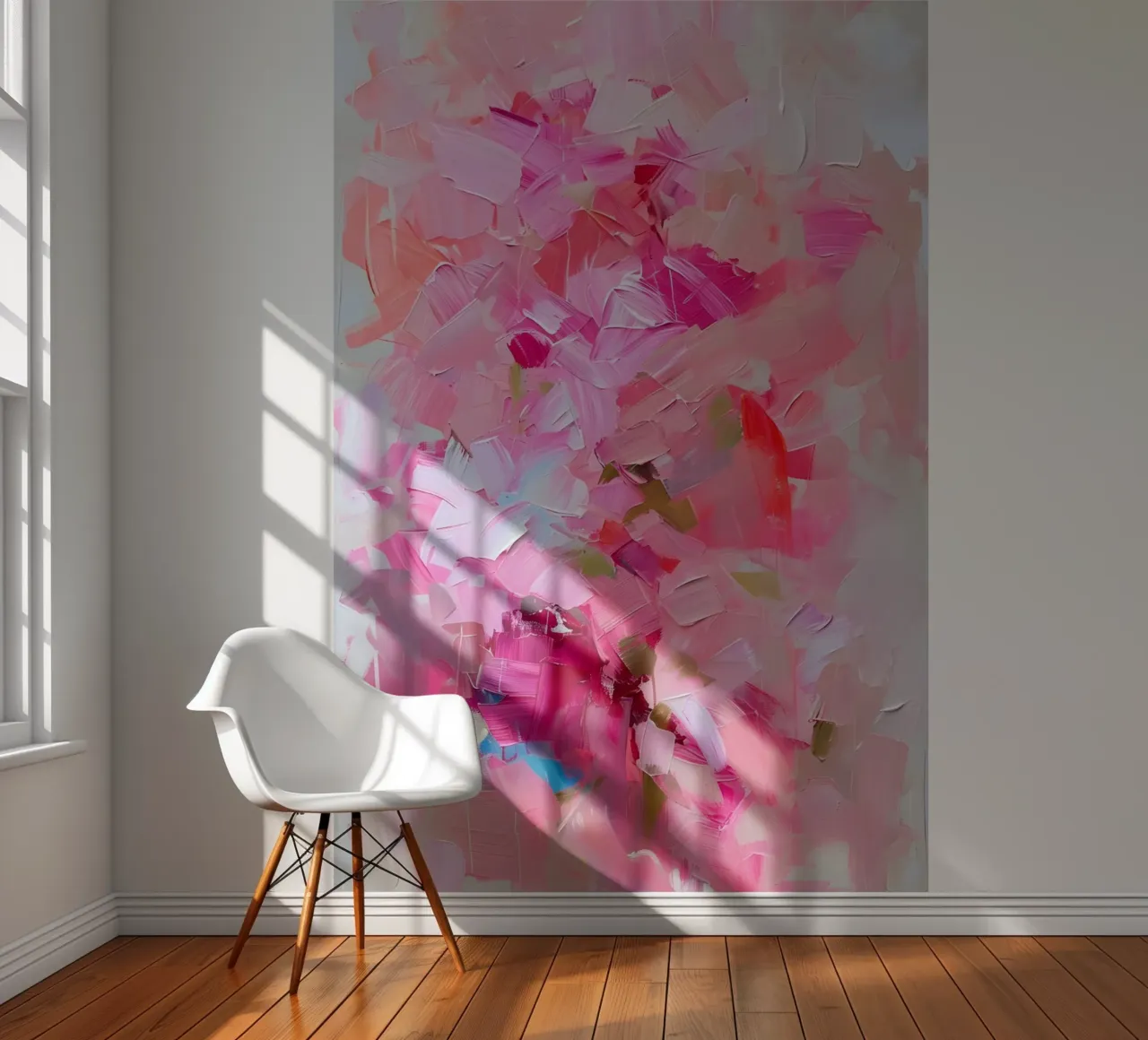 Roze Florale Abstracte Impasto Kunstdruk - Modern Bloom fotobehang van ClubArt