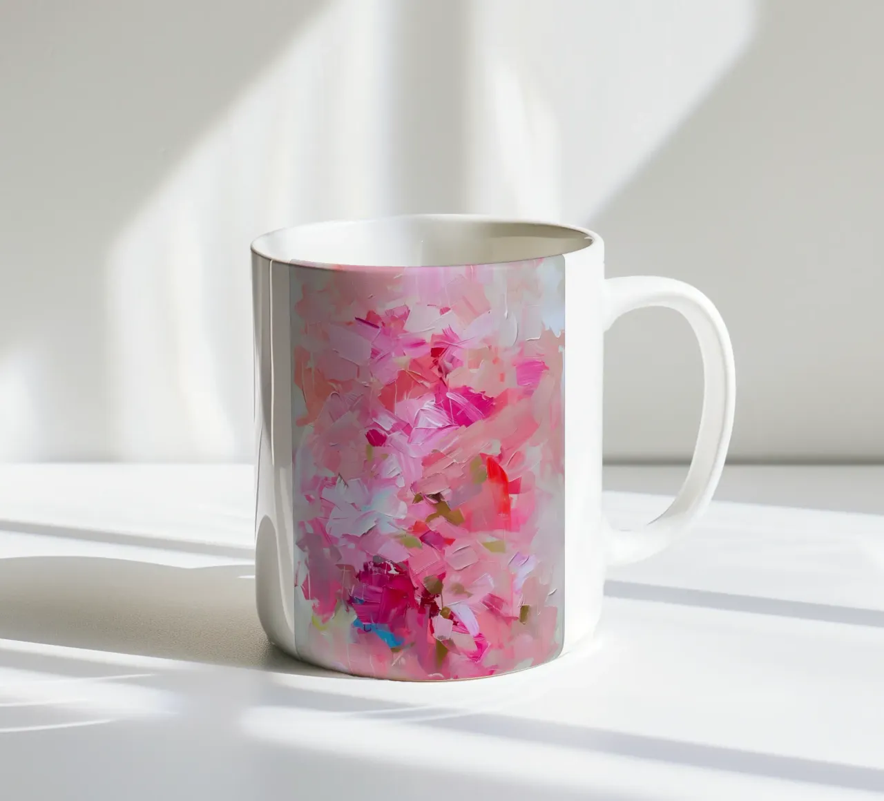 Roze Florale Abstracte Impasto Kunstdruk - Modern Bloom keramische mok van ClubArt