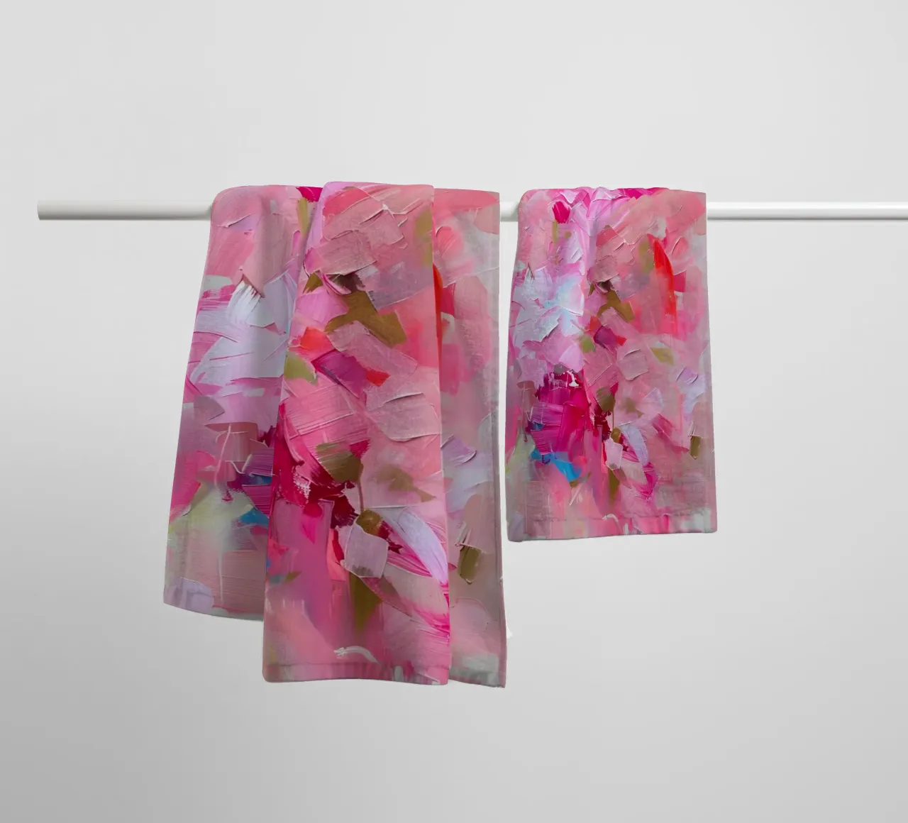 Pink Floral Abstract Impasto Art Print - Modern Bloom towel by ClubArt