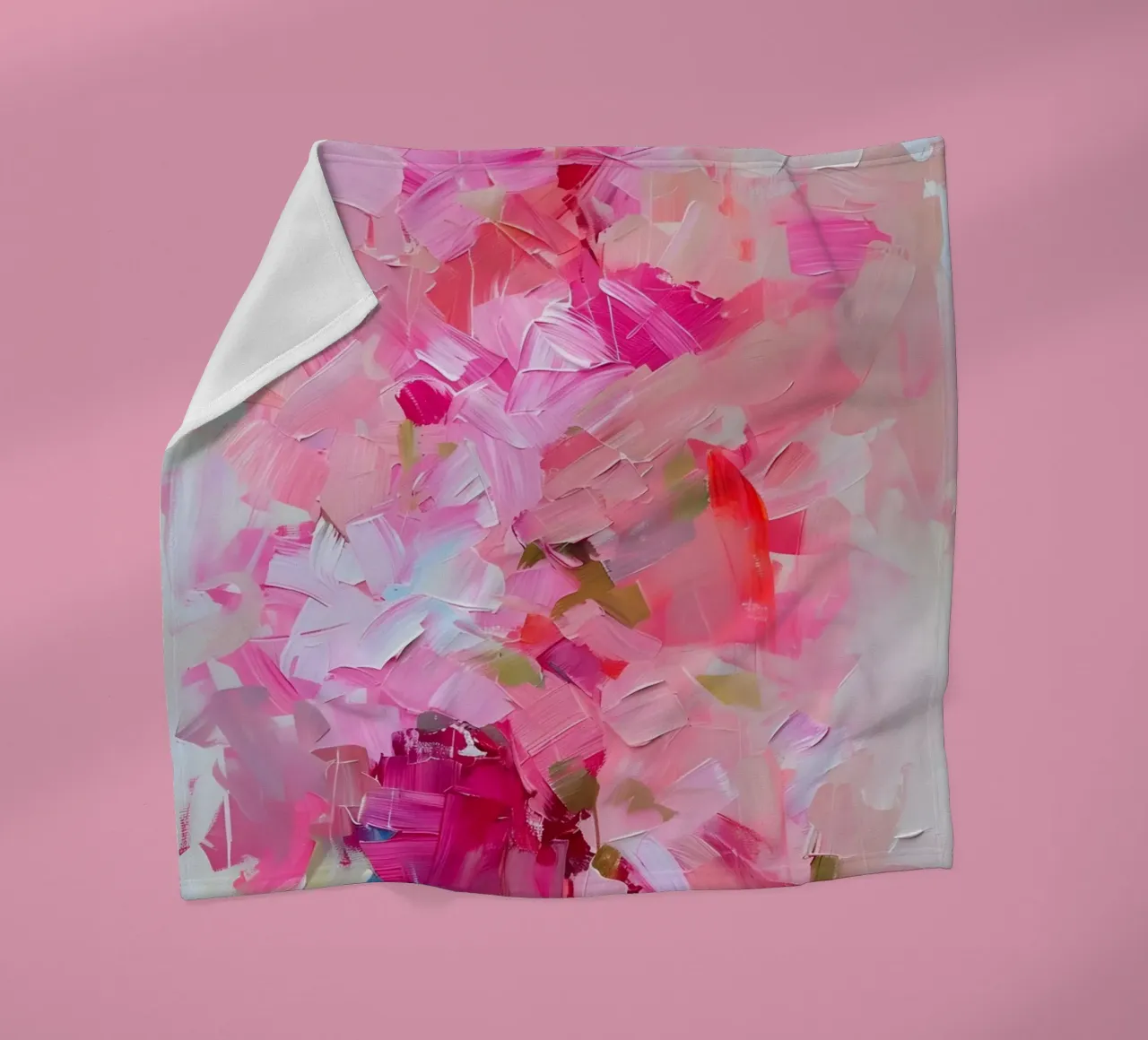 Pink Floral Abstract Impasto Art Print - Modern Bloom fleece blanket by ClubArt