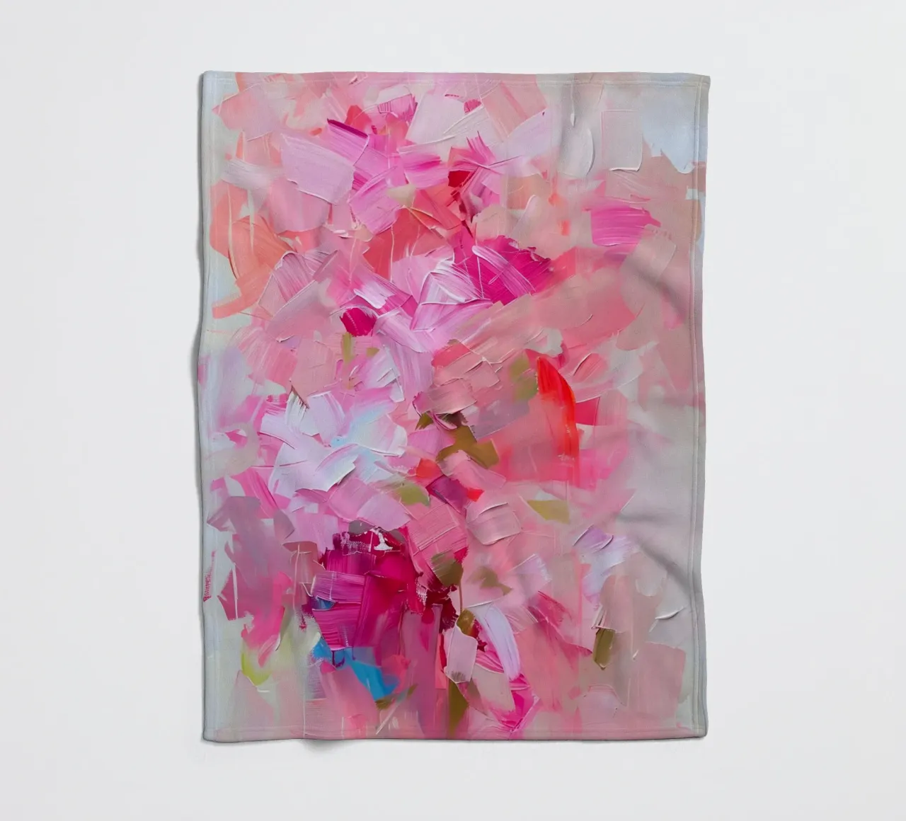 Pink Floral Abstract Impasto Art Print - Modern Bloom fleece blanket by ClubArt