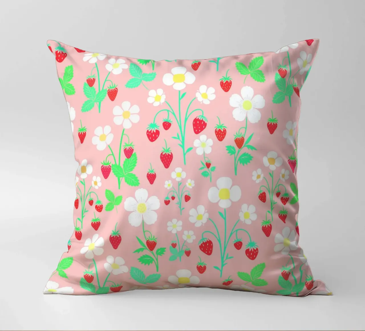 Fragole selvatiche rosa confetto cuscino da SilverPegasus