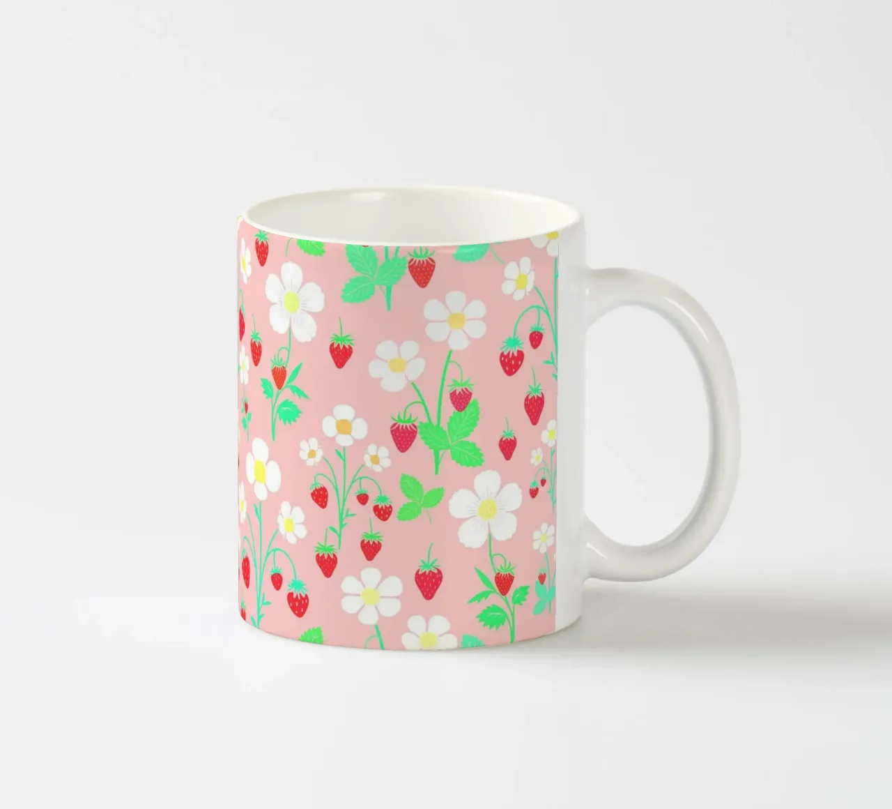 Fragole selvatiche rosa confetto tazza in ceramica da SilverPegasus