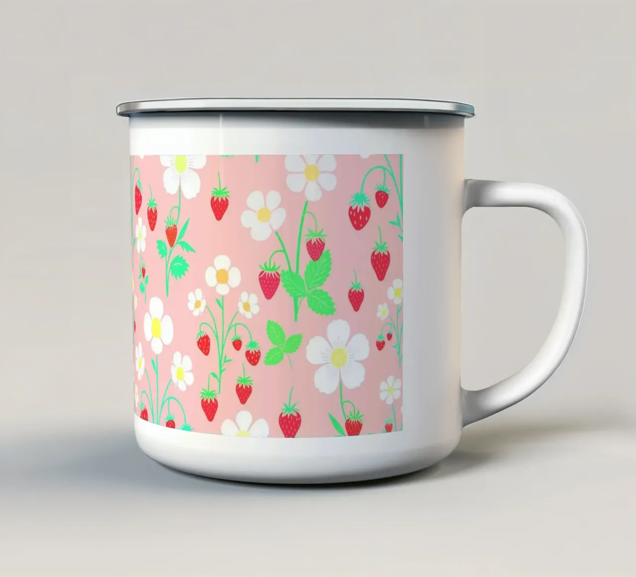 Fragole selvatiche rosa confetto tazza in smalto da SilverPegasus