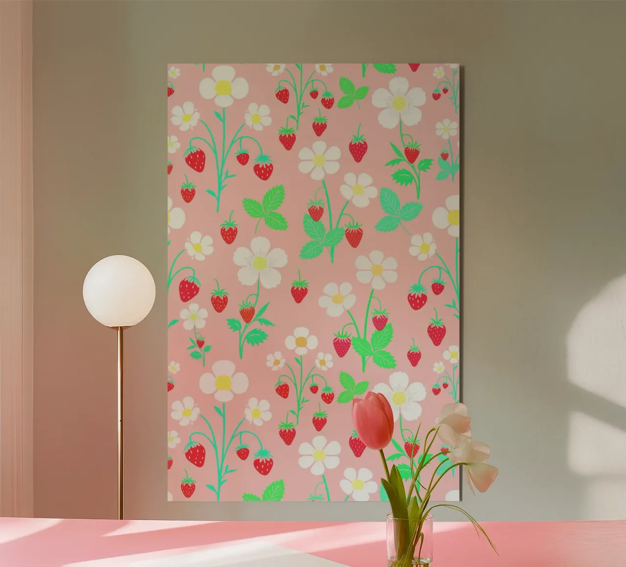 Fragole selvatiche rosa confetto alluminio dibond da SilverPegasus