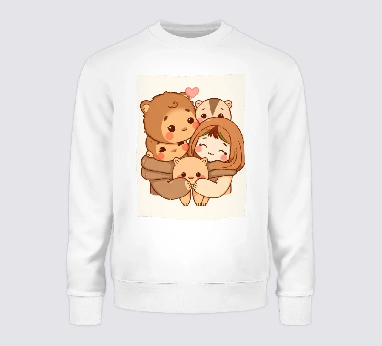Familia de osos de dibujos animados disfrutando de un cálido abrazo sonriendo sudadera de DesignDoodle