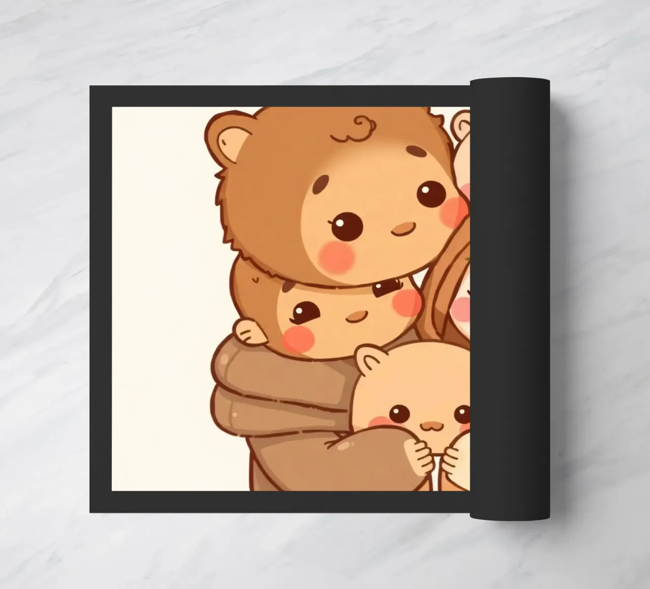 Famiglia di orsi dei cartoni animati che si gode un caldo abbraccio sorridendo zerbino da DesignDoodle