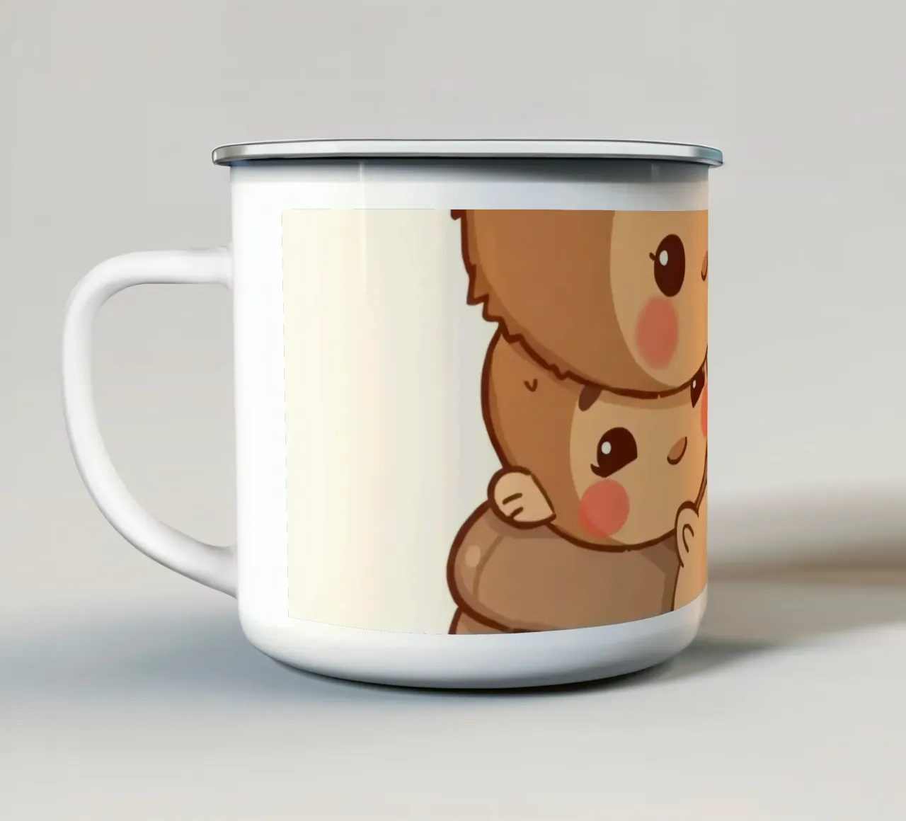 Famiglia di orsi dei cartoni animati che si gode un caldo abbraccio sorridendo tazza in smalto da DesignDoodle