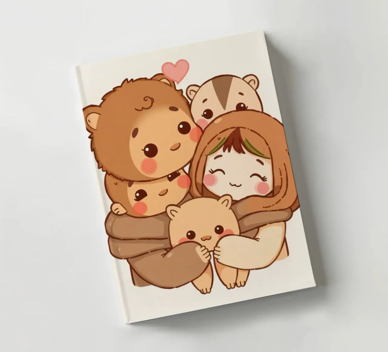 Family of cartoon bears enjoying a warm hug smiling notebook by DesignDoodle