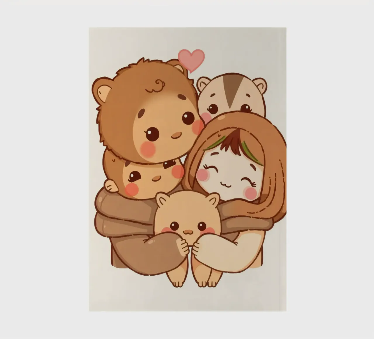 Family of cartoon bears enjoying a warm hug smiling notebook by DesignDoodle