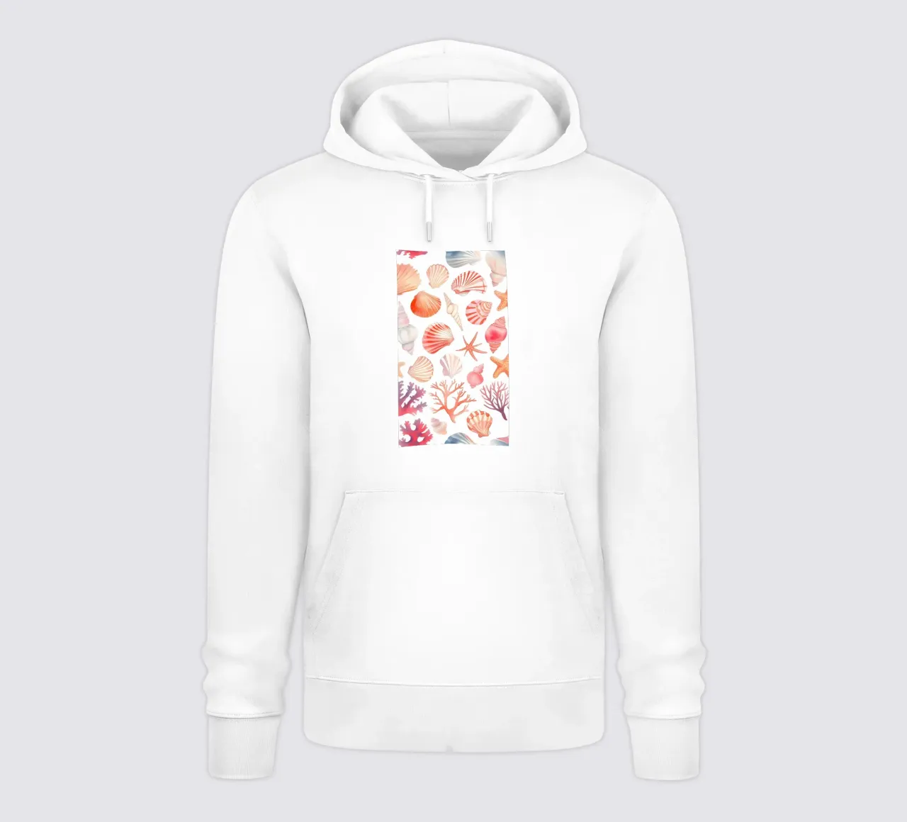 Nautische schelp- en koraalpatroonprint - Coastal Vibes hoodie van ClubArt