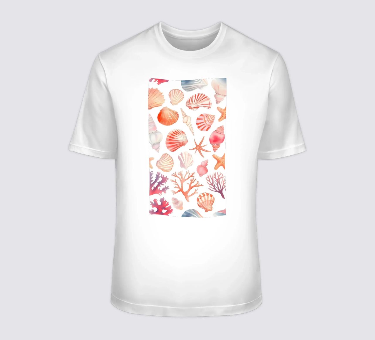Nautical Seashell & Coral Pattern Print - Coastal Vibes t-shirt by ClubArt