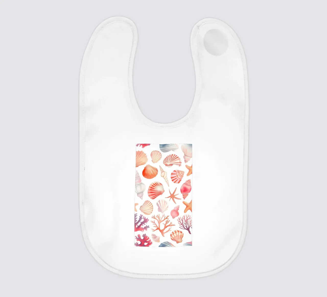 Nautical Seashell & Coral Pattern Print - Coastal Vibes baby bib by ClubArt