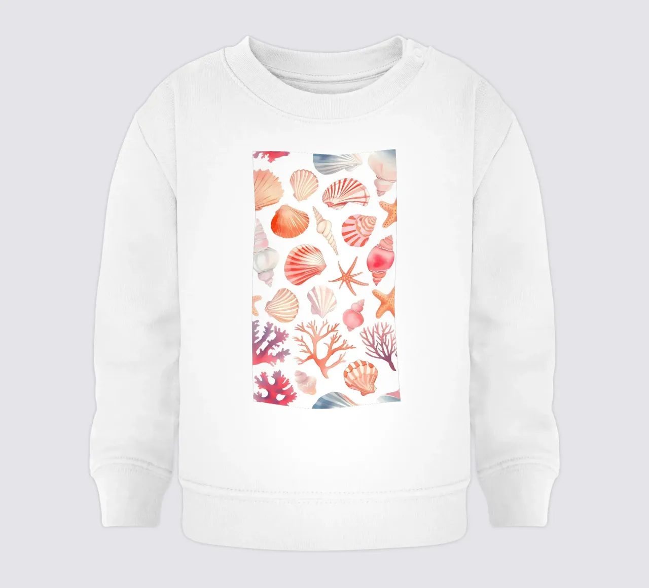 Stampa nautica con conchiglie e coralli - Coastal Vibes felpa neonato da ClubArt
