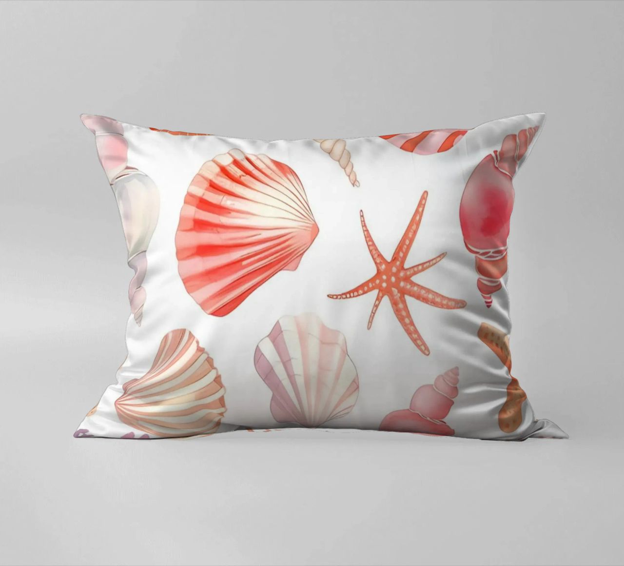 Nautical Seashell & Coral Pattern Print - Coastal Vibes decorative cushion by ClubArt