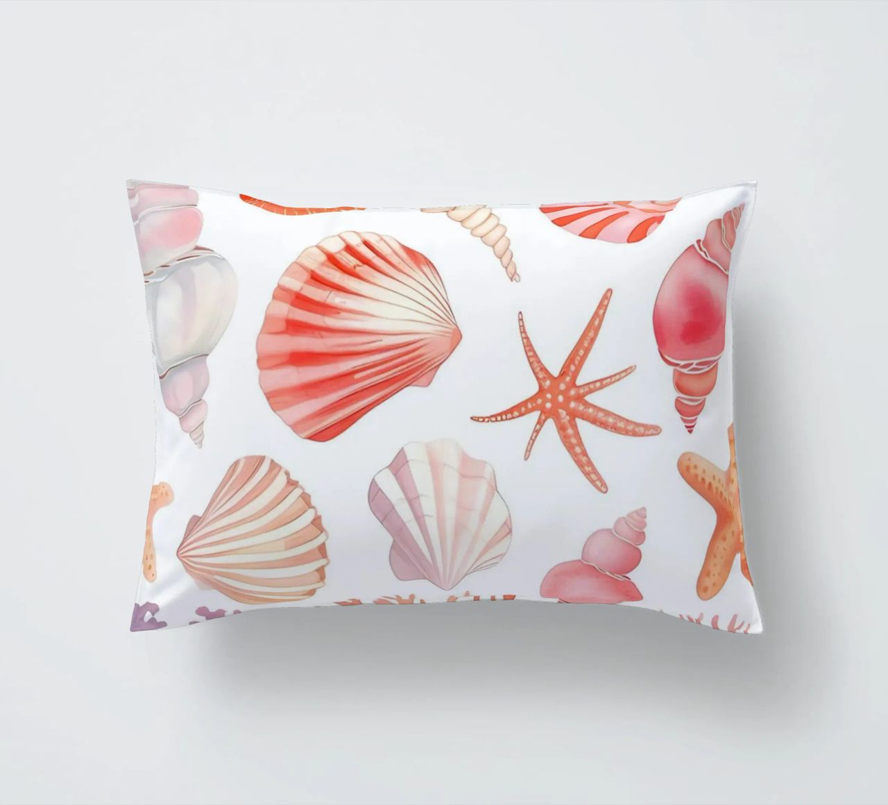 Nautical Seashell & Coral Pattern Print - Coastal Vibes decorative cushion by ClubArt