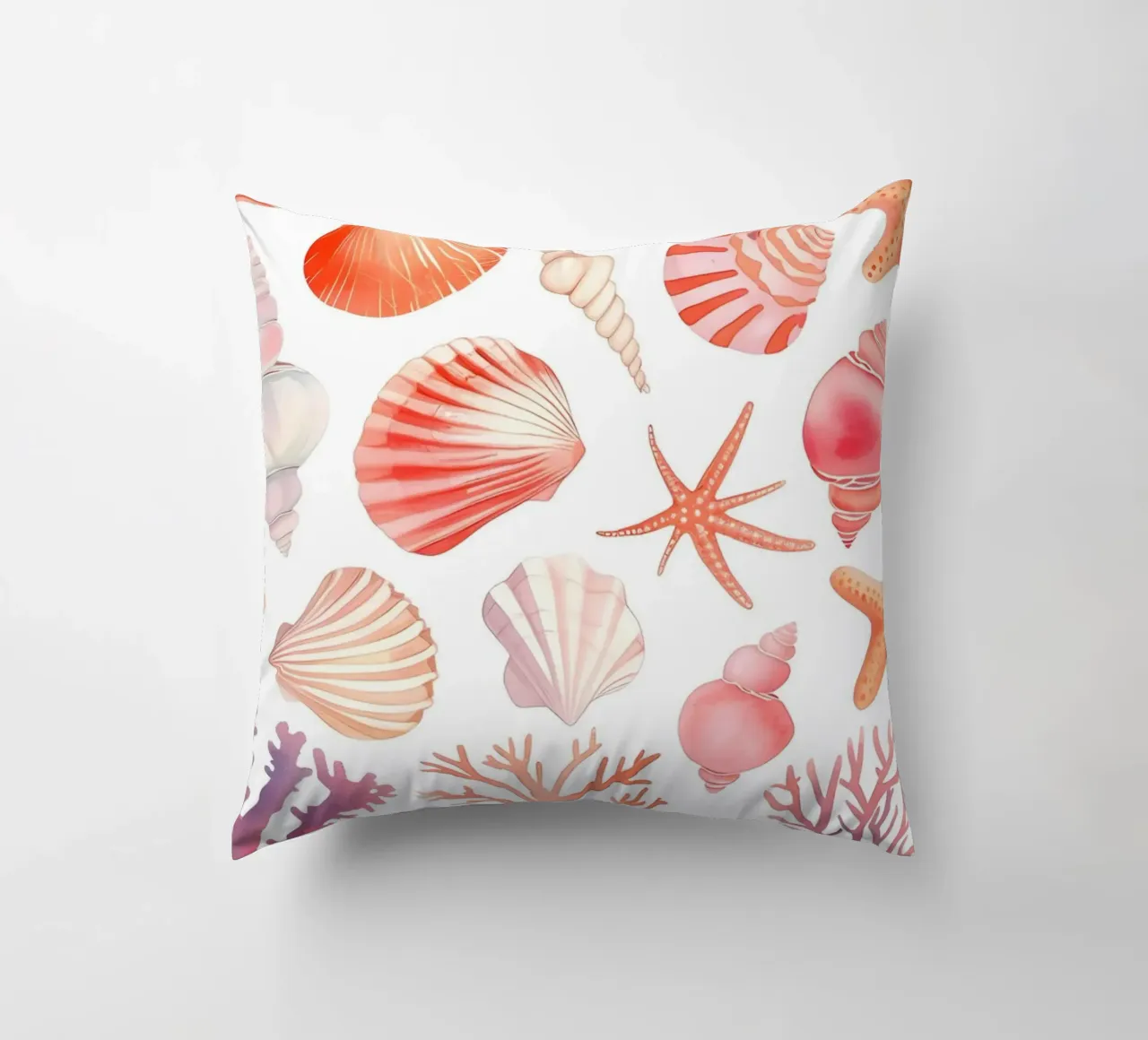 Imprimé à motifs de coquillages et de coraux - Coastal Vibes coussin de ClubArt