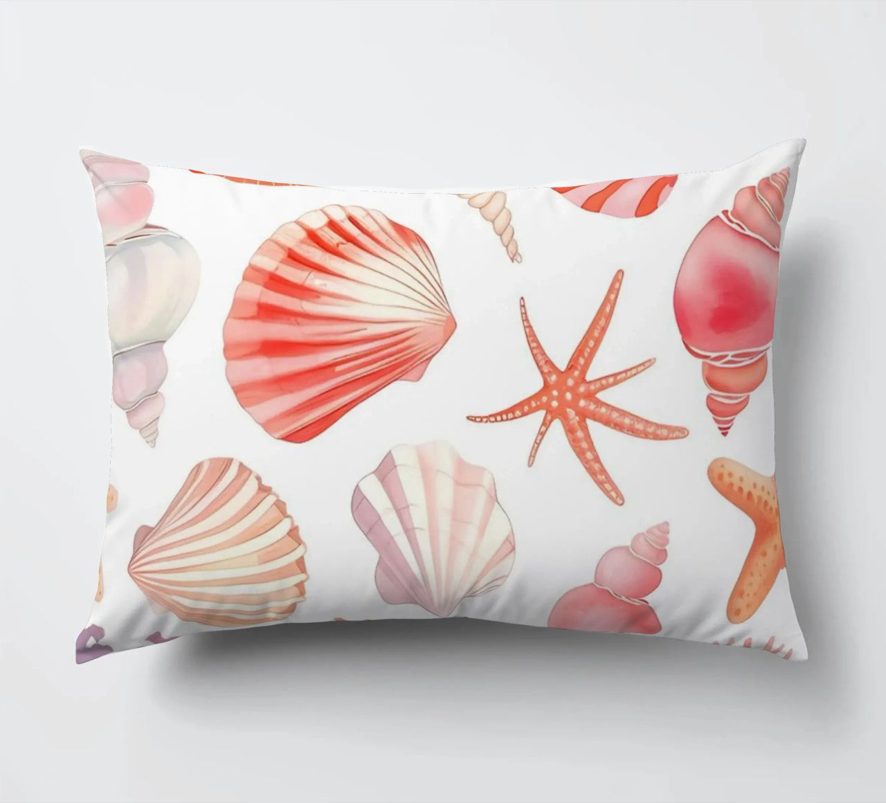 Nautical Seashell & Coral Pattern Print - Coastal Vibes decorative cushion by ClubArt