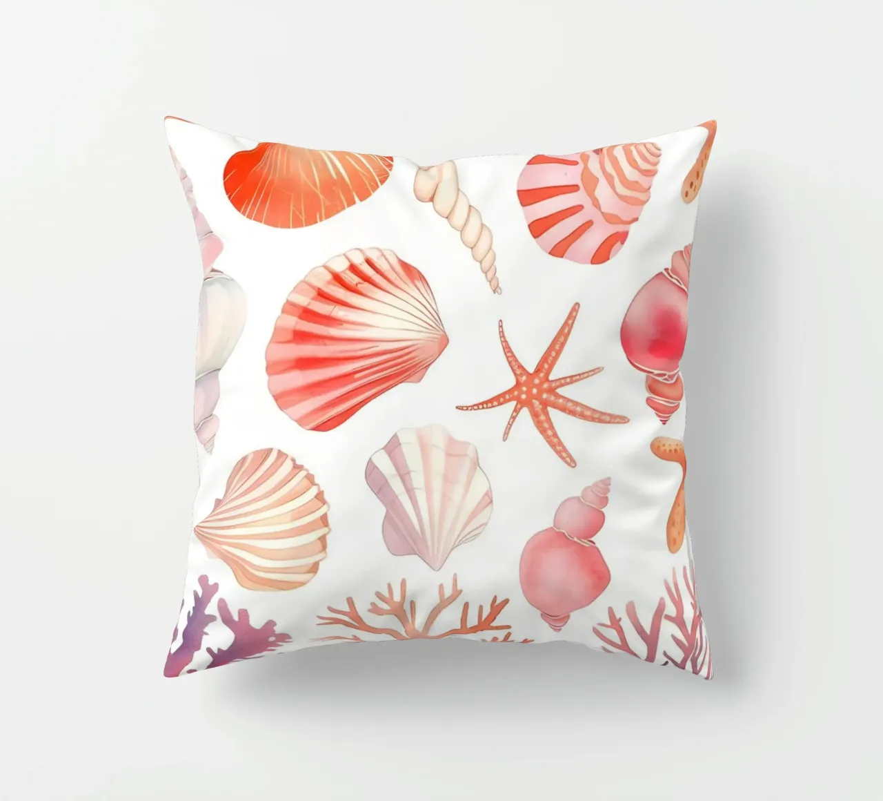 Imprimé à motifs de coquillages et de coraux - Coastal Vibes coussin de ClubArt